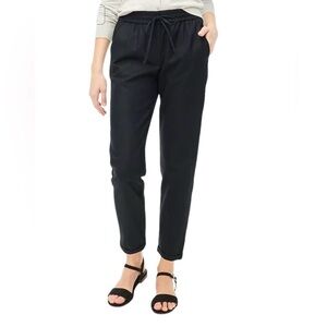 J.Crew Linen-Cotton Blend Drawstring Crop Pant in Black Women Size 10